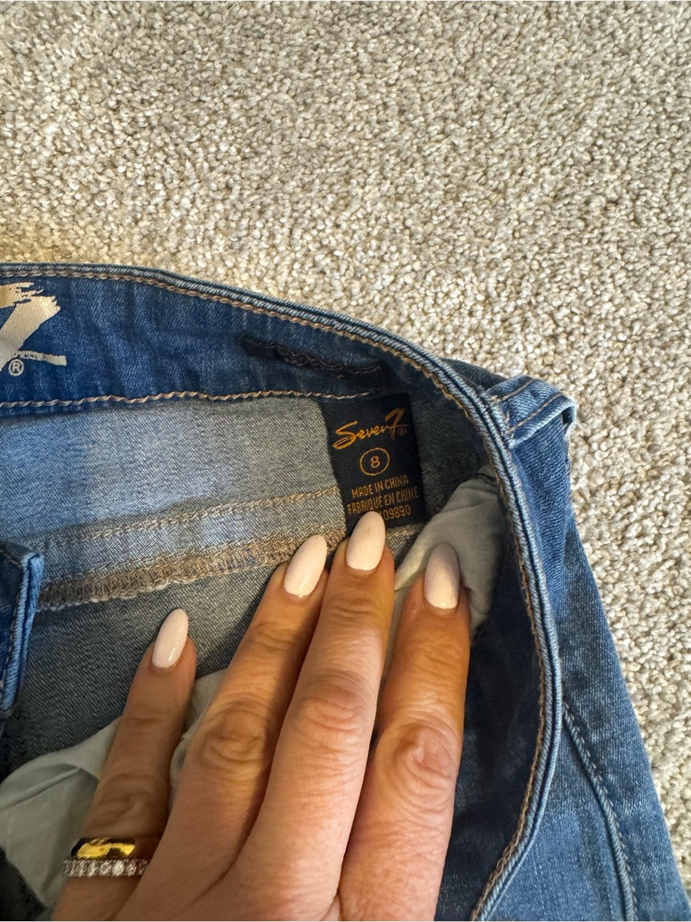 Seven7 Blue Skinny Jeans with Navy Floral Embroidery - Picture 2 of 5